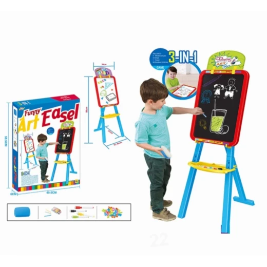 لوح رسم وتعليم للأطفال 3 في 1 (Funny Art Easel)، وهو مصمم لتوفير تجربة تعليمية وإبداعية متكاملة للأطفال من سن 3 سنوات فما فوق. متوفر في لون الازرق والزهر لوح رسم وتعليم للأطفال 3 في 1 (Funny Art Easel)، وهو مصمم لتوفير تجربة تعليمية وإبداعية متكاملة للأطفال من سن 3 سنوات فما فوق. متوفر في لون الازرق والزهر
