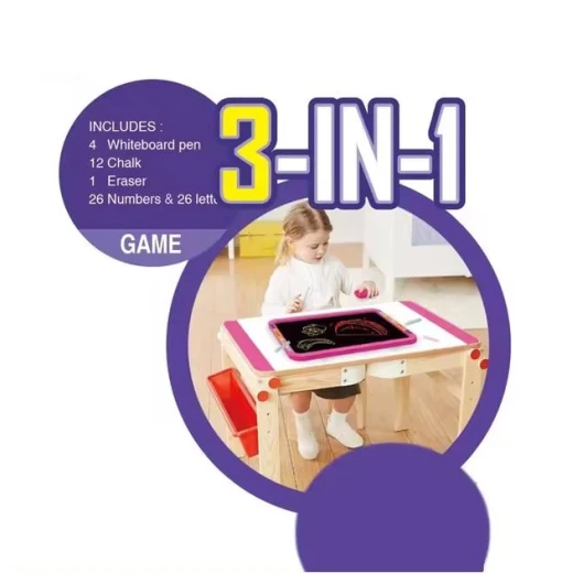 لوح رسم وتعليم للأطفال 3 في 1 (Funny Art Easel)، وهو مصمم لتوفير تجربة تعليمية وإبداعية متكاملة للأطفال من سن 3 سنوات فما فوق. متوفر في لون الازرق والزهر - Image 5