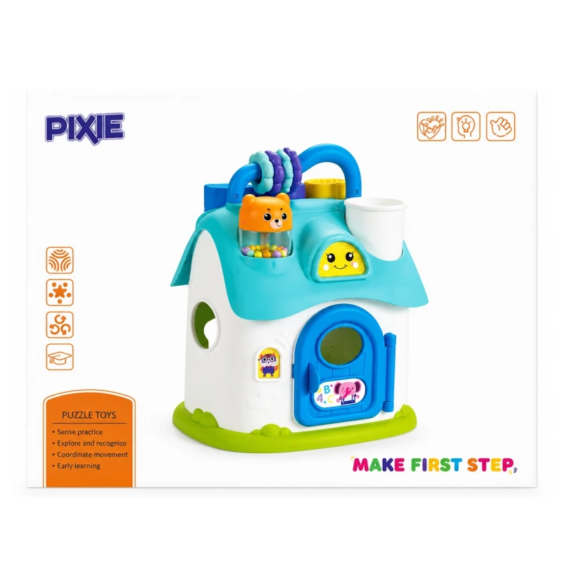 This is a Pixie Puzzle Toy, an educational shape sorting house for children.It is specially designed to help babies and toddlers develop their motor and cognitive skills at an early age. - Creative's