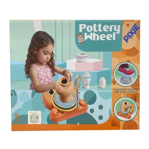 توضح الصورة مجموعة عجلة الفخار التعليمية للأطفال (Pottery Wheel) من العلامة التجارية Pixie، والمصممة خصيصاً للأطفال من عمر 6 سنوات فما فوق. توضح الصورة مجموعة عجلة الفخار التعليمية للأطفال (Pottery Wheel) من العلامة التجارية Pixie، والمصممة خصيصاً للأطفال من عمر 6 سنوات فما فوق.