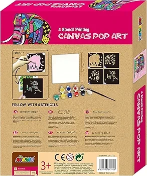 هذه اللعبة هي Avenir Canvas Pop Art - Elephant Kit، وهي مجموعة فنية للأطفال تتيح لهم إنشاء لوحة فنية ملونة على شكل فيل - كرييتيفز - Image 4