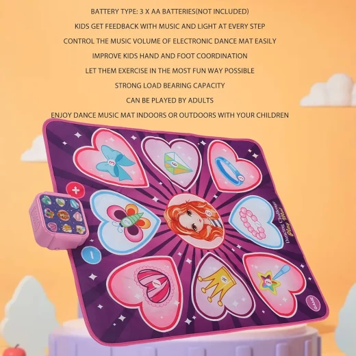 سجاده الرقص الموسيقي للفتيات (Cartoon Girl Music Dancing Blanket)، وهو عبارة عن لعبة تفاعلية مصممة لتشجيع الأطفال على الحركة والمرح - كرييتيفز - Image 4