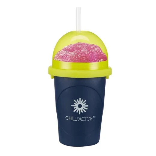 كوب صانع السلاش من تشيل فاكتور (ChillFactor Slushy Maker) باللون الأخضر النيوني واالزهر والكحلي.يعتمد هذا المنتج على تقنية التجميد السريع لتحويل المشروبات السائلة إلى سلاش مثلج في ثوانٍ معدودة من خلال الضغط المستمر على جوانب الكوب - كرييتيفز - Image 3