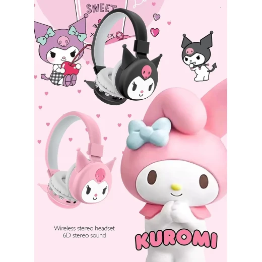 سماعات رأس Kuromi للأطفال والمراهقين، مثالية للتعلم عن بعد، الألعاب، أو الاستماع للموسيقى، بتصميم مريح وملون يجمع بين جودة الصوت العالية وتجربة ترفيهية ممتعة وآمنة للاستخدام اليومي. - كرييتيفز - Image 2