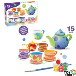 15-Piece Ceramic Tea Set Coloring Game for Kids – Gives children the opportunity to design and color their own tea set, develops creativity and artistic skills, is suitable for individual or group play, and provides a fun and safe educational and entertaining experience