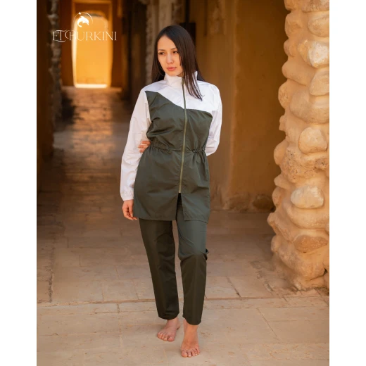 Orca Full Olive Burkini Modest Swimwear for Women Full Coverage Sun Protection Fast Drying High Elasticity Fabric Elegant Muslimah Swimming Suit Long Tunic and Pants Design for Beach and Pool Outdoor Use - Burkini - Image 3