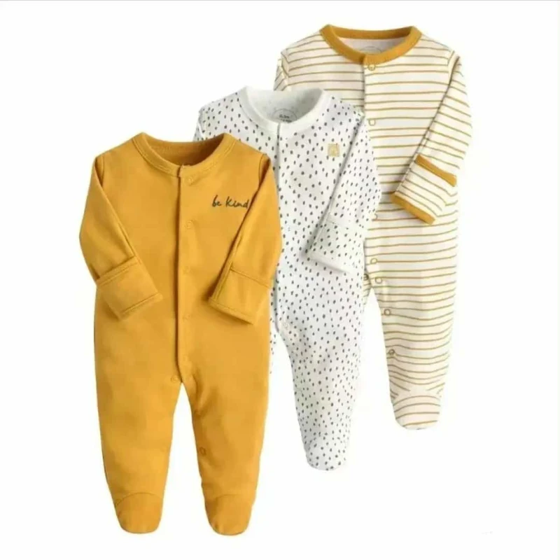 Colorland mamas & papas  Long-Sleeve Baby Overall 3 Pieces In One Pack 0-3 Months - Colorland
