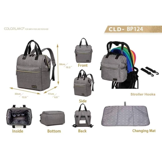 Colorland Zara Unisex Baby Diaper Travel Backpack (CLD-BP124) gray - Colorland - Image 4
