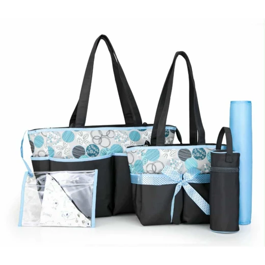 colorland amber tote changing bag 5 piace set gray blue colorland amber tote changing bag 5 piace set gray blue