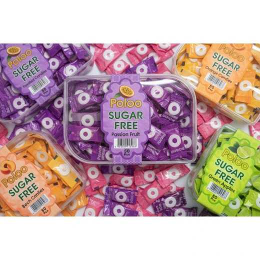 Poloo Sugar-Free passion fruit Candy – Fresh Mint Flavor Coated Sweets, 50 Pieces. Helps eliminate bad breath. Refreshing mouth candy suitable for diet and weight loss, and for people with diabetes. Contains vitamins, healthy and safe. - Image 2