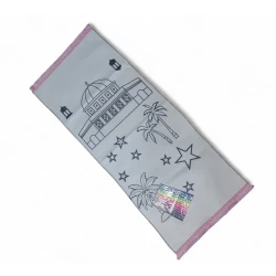 Kids Washable Coloring Prayer Mat with Colors 90x43 cm – Islamic Educational Drawing Rug for Children, Reusable Paint Mat with Kaaba & Al Aqsa Design, Creative Learning Toy Gift for Boys and Girls