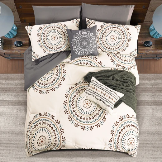 Merlin Livings 9-Pieces Printed King Size Bedding Set, Modern Elegant Design and Soft Durable Fabric, Complete Comforter Set - Merlin Livings - Image 2