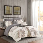 Merlin Livings 9-Pieces Printed King Size Bedding Set, Modern Elegant Design and Soft Durable Fabric, Complete Comforter Set - Merlin Livings