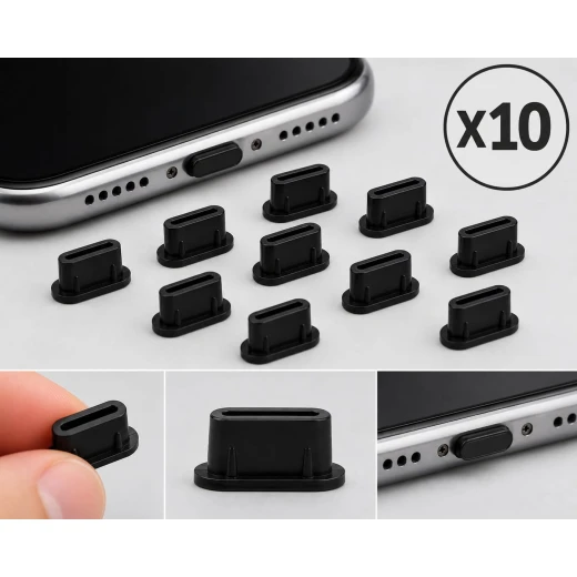 10-Pack USB-C Dust Plugs – Type-C Charging Port Protective Covers for Smartphones, Tablets & Laptops – Black - Smart solutions - Image 2