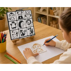 مجموعة قوالب رسم الحيوانات للأطفال 9 أشكال تعليمية – قوالب ستنسل للرسم والتلوين مقاس 8×8 سم، سماكة 0.4 مم – أدوات تعليم الفنون والإبداع