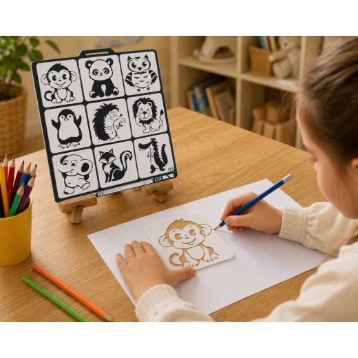 Kids Animal Drawing Stencil Set, 9 Educational Animal Templates – 8 x 8 cm Reusable Drawing and Coloring Stencils, 0.4 mm Thickness for Art, Craft and Learning Activities Kids Animal Drawing Stencil Set, 9 Educational Animal Templates – 8 x 8 cm Reusable Drawing and Coloring Stencils, 0.4 mm Thickness for Art, Craft and Learning Activities