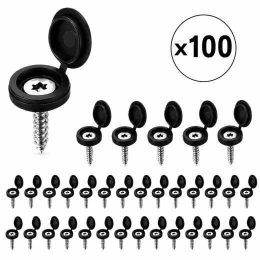 100 PCS Flip-Top Screw Cover Caps – Decorative Screw Head Covers for Furniture, Cabinets and Wall Fasteners – Available in Black or White - Smart solutions - Image 2