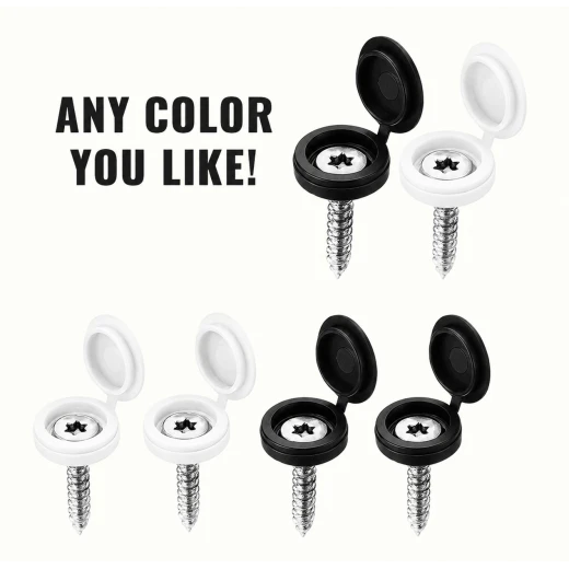 100 PCS Flip-Top Screw Cover Caps – Decorative Screw Head Covers for Furniture, Cabinets and Wall Fasteners – Available in Black or White - Smart solutions - Image 3