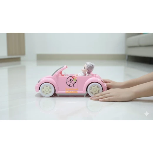 Princess Doll House Play Set with Convertible Car and 2 Dolls – Interactive Multi-Room Dollhouse with Spray Function and Accessories for Creative Pretend Play - Kartoneh - Image 7