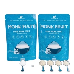 2 X Monk Fruit Sweetener with Erythritol Zero Calorie 30 Use Resealable Pouch Keto Friendly Vegan Non GMO Natural Sugar Substitute for Diabetics and Healthy Lifestyle Daily Use Low Glycemic Sweetener