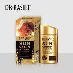 كريم واقي شمس مضاد لعلامات التقدم في العمر بمعامل حماية 75 من Dr. Rashel يوفر حماية عالية من الأشعة فوق البنفسجية مع ترطيب البشرة وتقليل التجاعيد بتركيبة خفيفة سريعة الامتصاص للاستخدام اليومي