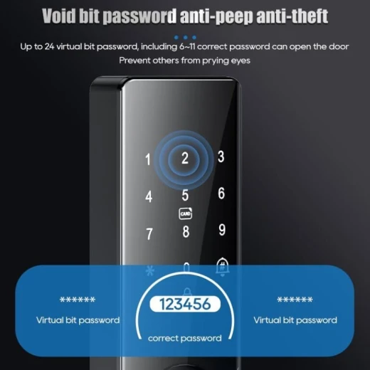 قفل ذكي Tuya SL-050 للأبواب الخشبية، يوفر دخول بدون مفتاح، تحكم عبر تطبيق Tuya Smart، نظام قفل آمن، سهل التركيب، ويعزز أمان المنزل بتصميم عصري - تويا - Image 2