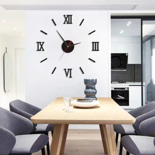 Large DIY 3D Wall Clock with elegant and modern design, adjustable size from 60–120 cm Easy self-installation without a technician, silent movement with no noise, perfect for living rooms, bedrooms, and offices Large DIY 3D Wall Clock with elegant and modern design, adjustable size from 60–120 cm Easy self-installation without a technician, silent movement with no noise, perfect for living rooms, bedrooms, and offices