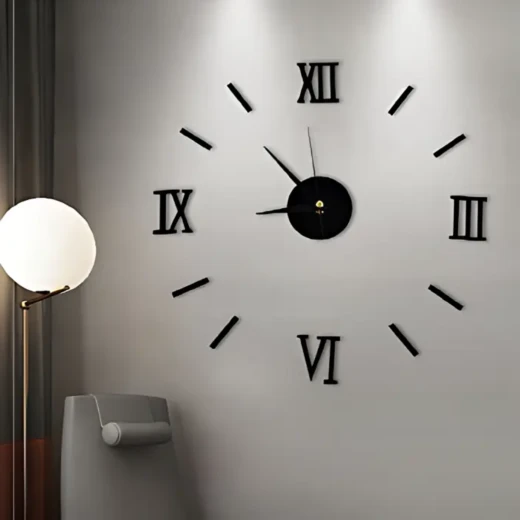 ساعة حائط ثلاثية الأبعاد كبيرة الحجم، بتصميم إبداعي و أنيق وعصري، قابلة للتعديل من 60 إلى 120 سم تركيب سهل بدون فني، حركة صامتة بدون صوت، مناسبة لغرف المعيشة والنوم والمكاتب - Image 3