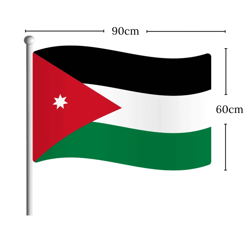 علم الأردن ضخم مع عصا (60×90 سم) | راية الجماهير لتشجيع المنتخب الوطني