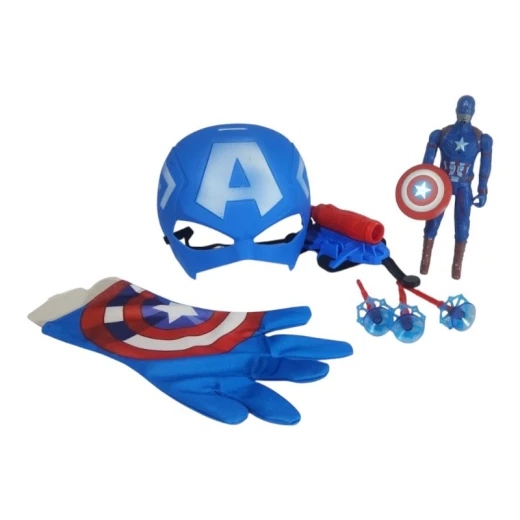 SeaLand Toys, Captain America Kids Superhero Set – Figure + Mask + Hand Gloves - Sealand toys - Image 4