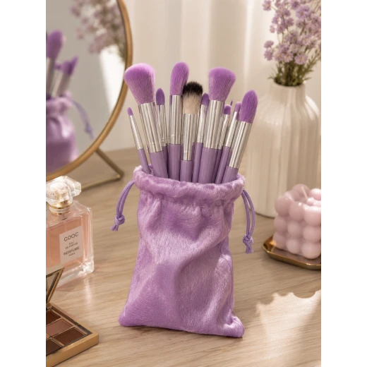Professional 13-Piece Makeup Brush Set – Ultra-Soft Face & Eye Brushes with Travel Pouch - Brushs - Image 2