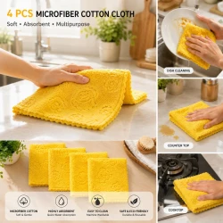 Premium Microfiber Cleaning Towel – Ultra Absorbent Multipurpose Cloth for Floor Cleaning, Dish Drying & Kitchen Cleaning