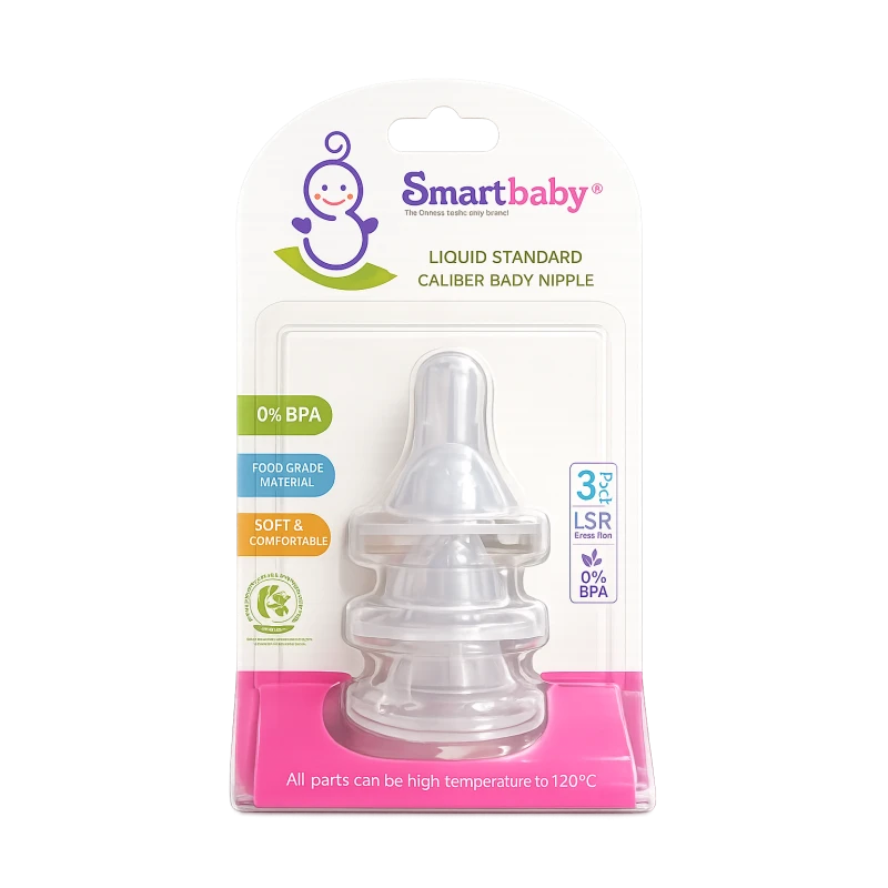 Smartbaby Silicone Baby Bottle Nipples (3-Pack) – BPA-Free Food-Grade LSR Replacement Bottle Teats for Babies - Smart Baby