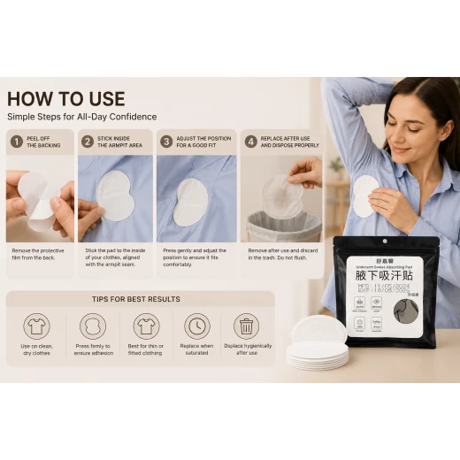 Disposable Underarm Sweat Absorbing Pads for Clothing Invisible Breathable Moisture Protection - Armn - Image 2