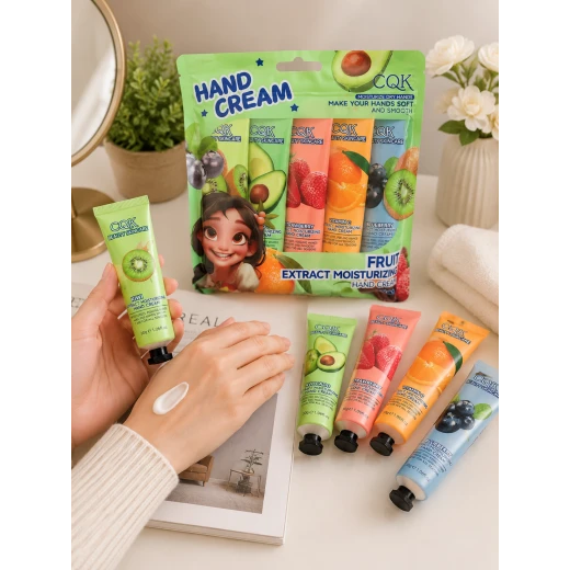 CQK Fruit Extract Moisturizing Hand Cream Gift Set – 5 Nourishing Mini Hand Creams with Natural Fruit Extracts for Soft, Smooth & Hydrated Hands CQK Fruit Extract Moisturizing Hand Cream Gift Set – 5 Nourishing Mini Hand Creams with Natural Fruit Extracts for Soft, Smooth & Hydrated Hands