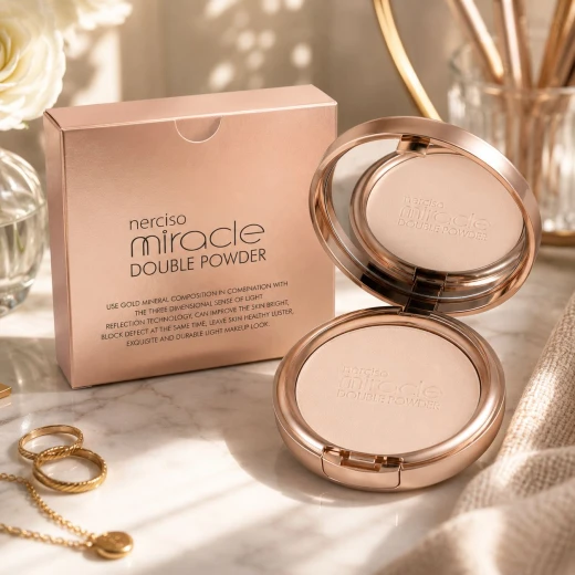 Nerciso Miracle Double Powder Lightweight Face Powder for Smooth Matte Skin Long Lasting Makeup Setting Shine Control and Natural Looking Coverage Daily Beauty and Professional Makeup Use - Nerciso miracle - Image 2