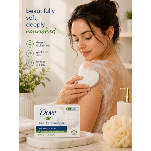 Dove Beauty Cream Bar Deep Moisturizing Soap for Face & Body 90g - Dove - Image 2