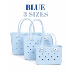 Bogebags Medium Baby Blue Beach Tote Bag Waterproof Sand Resistant Flexible Durable Carryall for Travel Shopping Pool Beach Trips Daily Use Stylish Spacious Summer Tote for Women - Bogebags