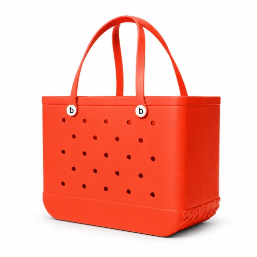 Bogebags Small Orange Beach Tote Bag Waterproof Sand Resistant Flexible Durable Lightweight Carryall for Daily Use Shopping Travel Pool Beach Trips Stylish Summer Tote for Women - Bogebags - Image 3