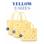 Bogebags Medium Yellow Beach Tote Bag Waterproof Sand Resistant Flexible Durable Carryall for Travel Shopping Pool Beach Trips Daily Use Stylish Spacious Summer Tote for Women - Bogebags