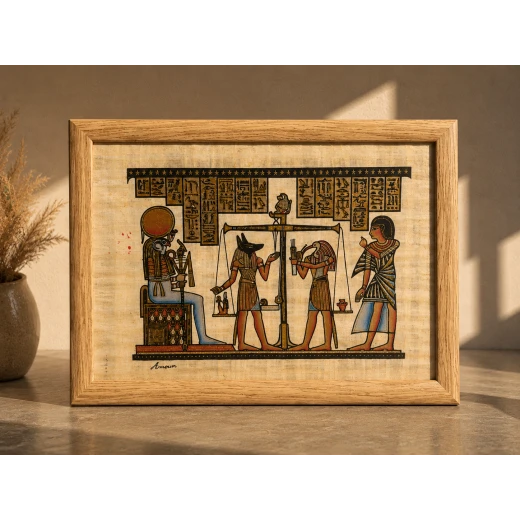 Ancient Egyptian Papyrus Wall Art, Authentic Pharaonic Design with Egyptian Hieroglyphics, Vintage Home and Office Decor Inspired by Ancient Egypt, Unique Historical Gift for History Lovers and Collectors, 46 x 34 cm Ancient Egyptian Papyrus Wall Art, Authentic Pharaonic Design with Egyptian Hieroglyphics, Vintage Home and Office Decor Inspired by Ancient Egypt, Unique Historical Gift for History Lovers and Collectors, 46 x 34 cm