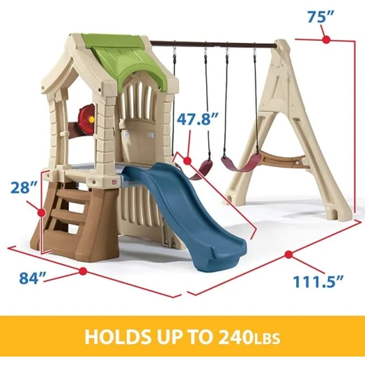 Step2 play up gym set for kids, outdoor swing set, backyard slide, swings, playhouse, & crawl space, two tier, easy set up, toddlers ages 3-6 years old - Step2 - Image 2