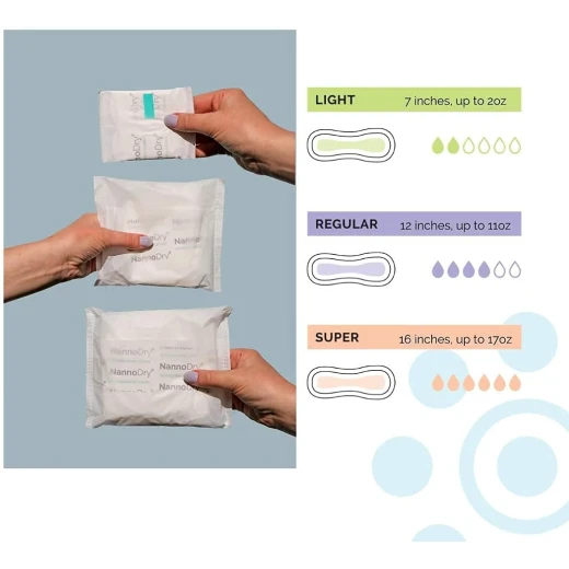 NannoDry Organic Cotton Incontinence Pads - Extra Large 16" for Adults - Bladder Leakage Protection - Nannocare - Image 5
