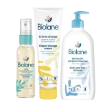 Biolane Baby Skincare Bundle – Sweet Almond Oil 75ml + Diaper Change Cream 100ml + Body & Hair Cleanser 750ml | Gentle Daily Care Set for Newborn & Baby Sensitive Skin – Original Biolane France - Biolane