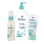 Biolane Baby Moisturizing Care Bundle – Sweet Almond Oil 75ml + Moisturizing Body Milk 350ml + Nourishing & Moisturizing Cream 100ml | Deep Hydration for Sensitive Baby Skin – Biolane France - Biolane