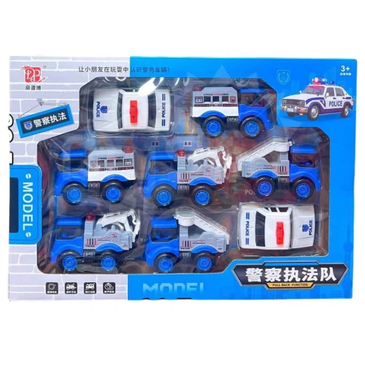 A fun and realistic police car set for kids, designed to spark imagination and creative play A fun and realistic police car set for kids, designed to spark imagination and creative play