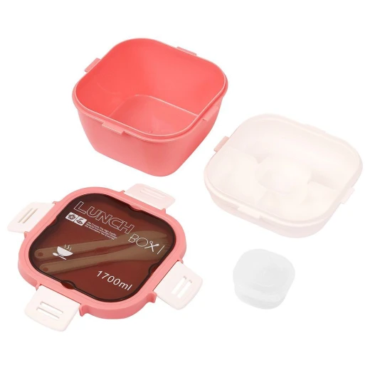 1700ml Leakproof Divided Lunch Box with Cutlery – Food Container for School & Work - Amigo - Image 2