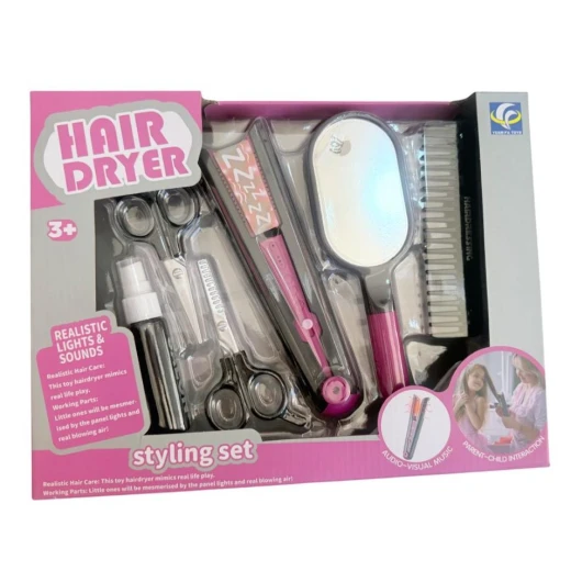 Amigo Kids’ salon set including a hair straightener, scissors, and hair brushes Amigo Kids’ salon set including a hair straightener, scissors, and hair brushes
