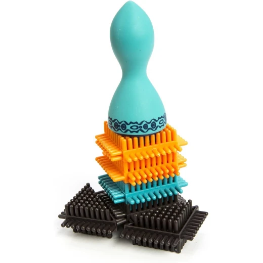 B. Toys, Bristle Block Stackadoos Interlocking Building Blocks 68 Pieces Soft Sensory Construction Toy Kids STEM Learning Motor Skills Creative Play Age 2+ - B. toys - Image 2