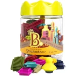 B. Toys, Bristle Block Stackadoos Interlocking Building Blocks 68 Pieces Soft Sensory Construction Toy Kids STEM Learning Motor Skills Creative Play Age 2+ - B. toys